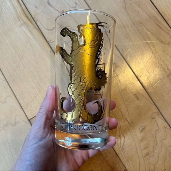 Other - Vintage Capricorn Zodiac Glass with Gold Design 12 ounces